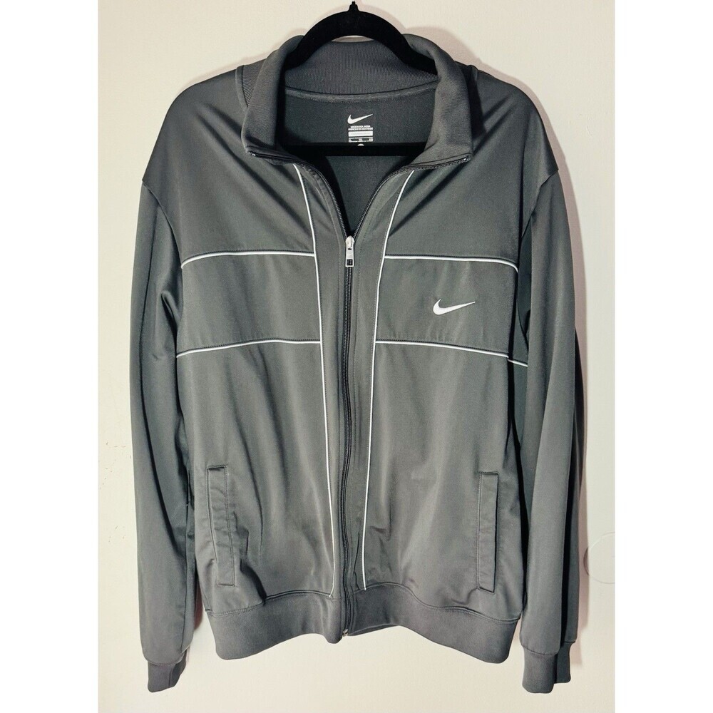Nike Dri-FIT Gray Track Jacket SZ XL Men's Full Zip Athletic Training MockNeck